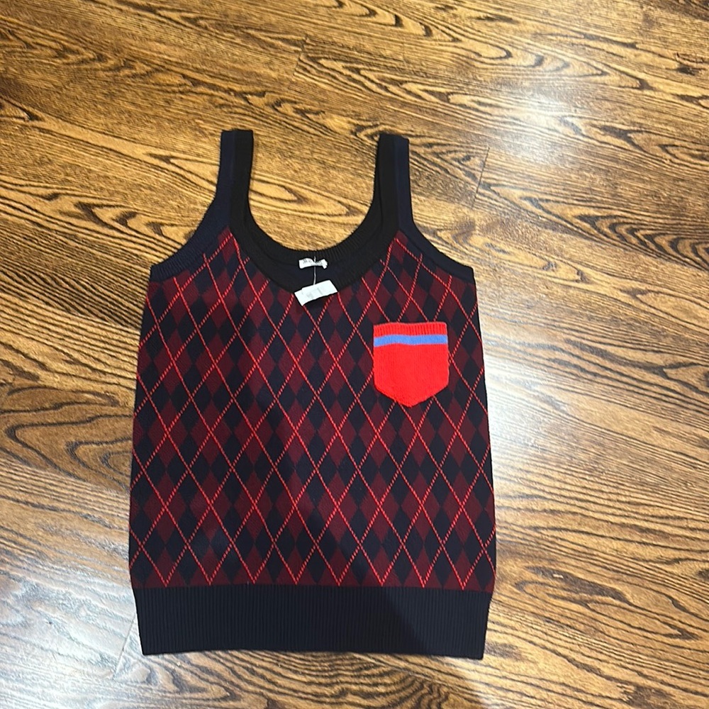 Miu miu wool argyle sleeveless sweater